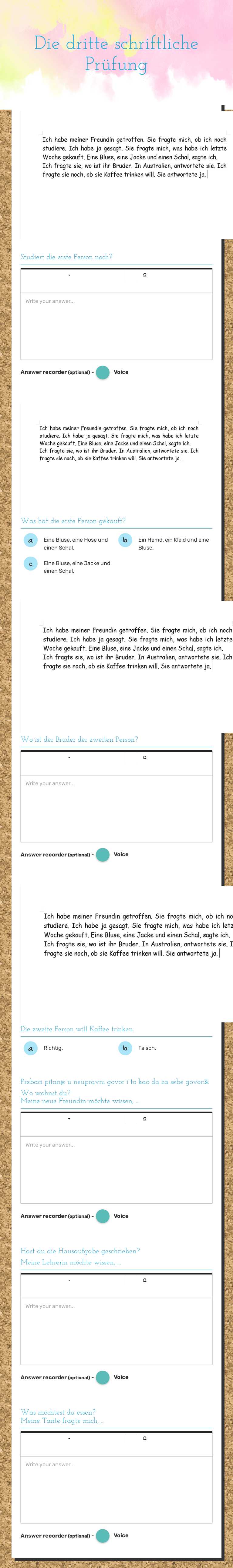 Die dritte schriftliche Prüfung worksheet preview image