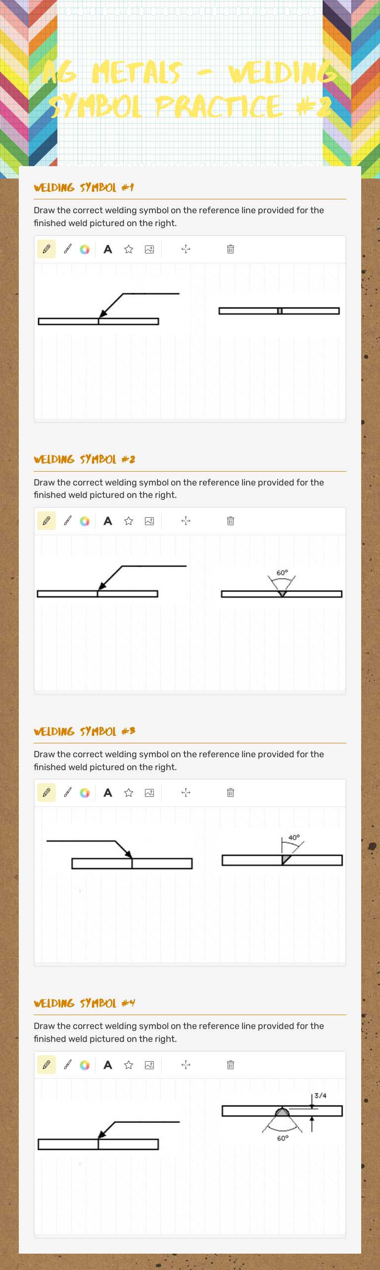 Ag Metals - Welding Symbol Practice #2 Grade 12 worksheet preview