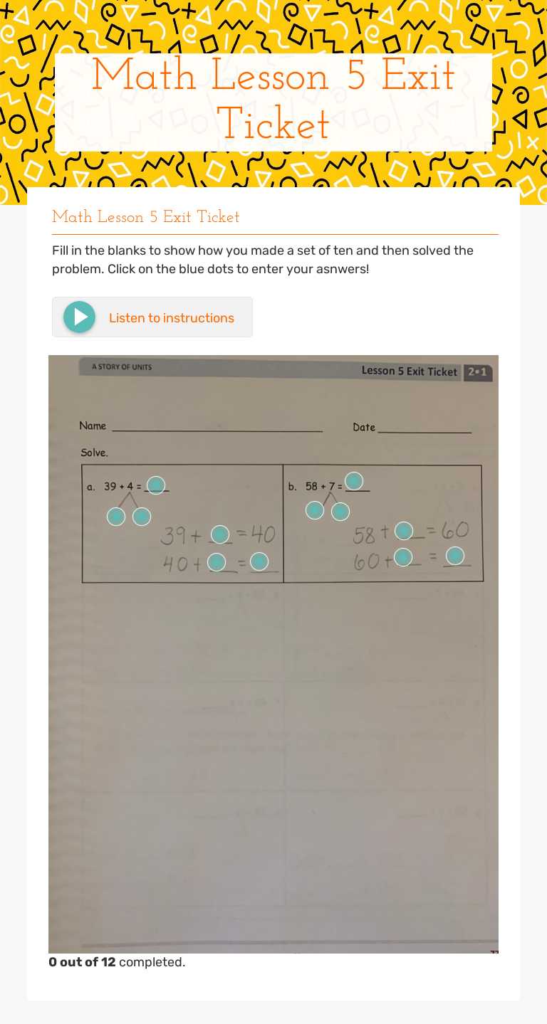 Math Lesson 5      Exit Ticket Grade 2 worksheet preview