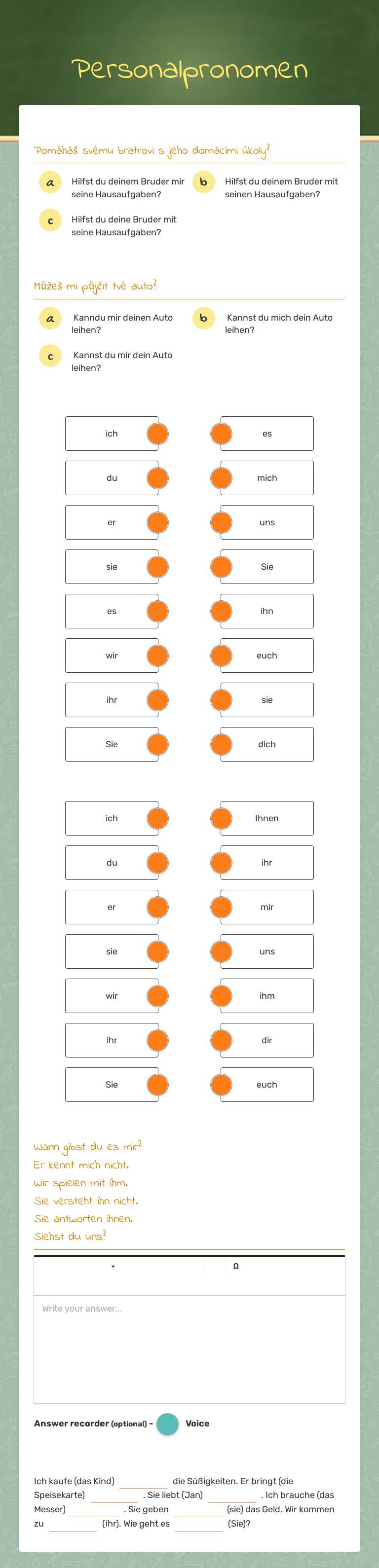 Personalpronomen worksheet preview