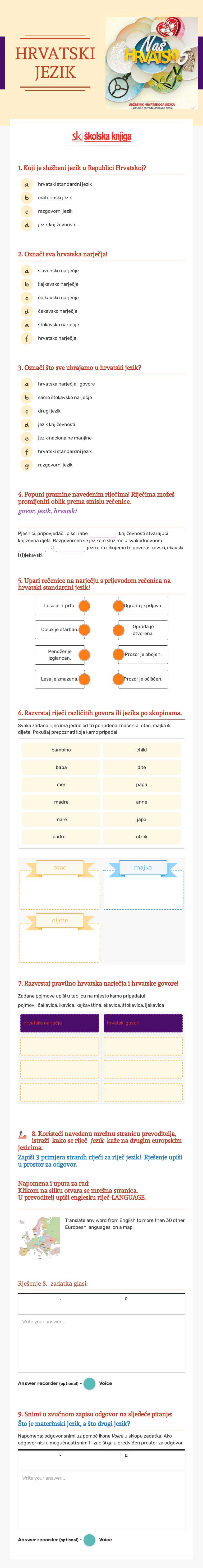 HRVATSKI JEZIK Grade 5 worksheet preview