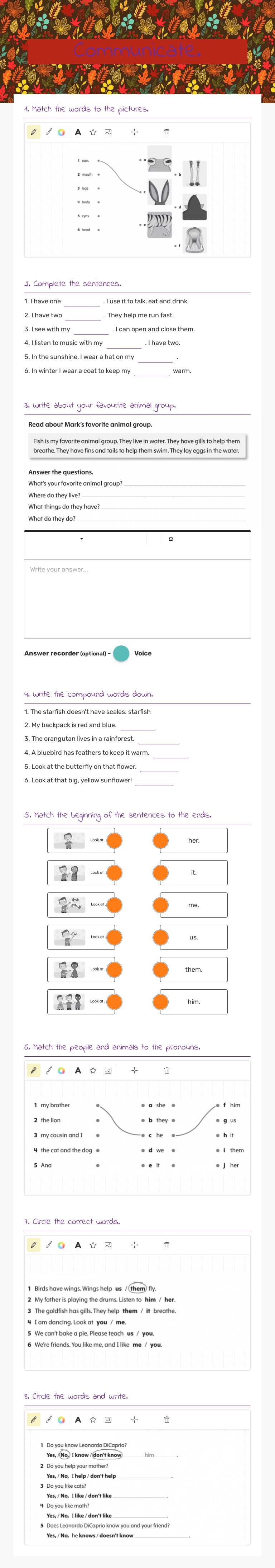 Communicate. worksheet preview image