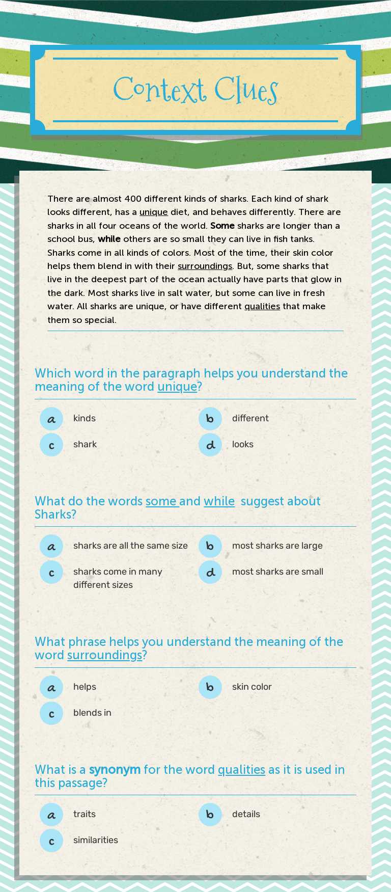 Context Clues Grade 5 worksheet preview