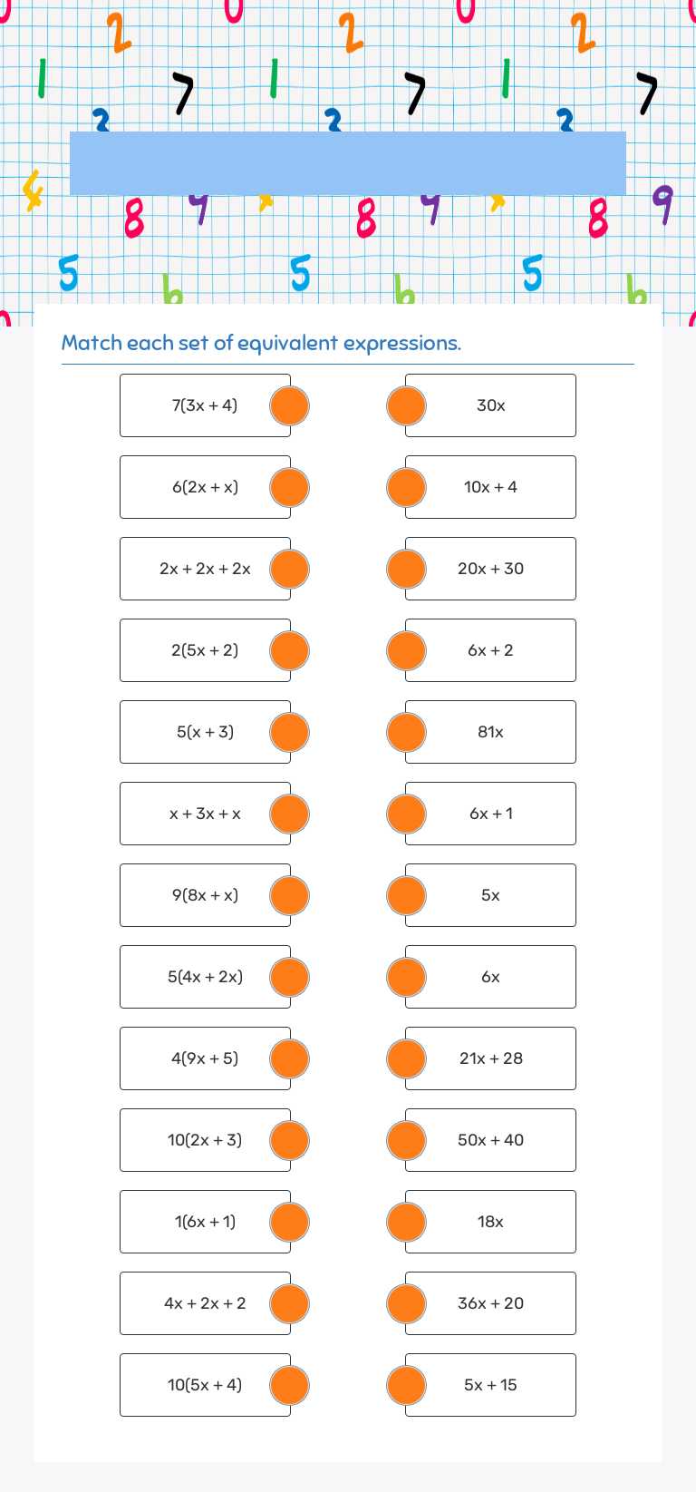 Equivalent Expressions worksheet preview image