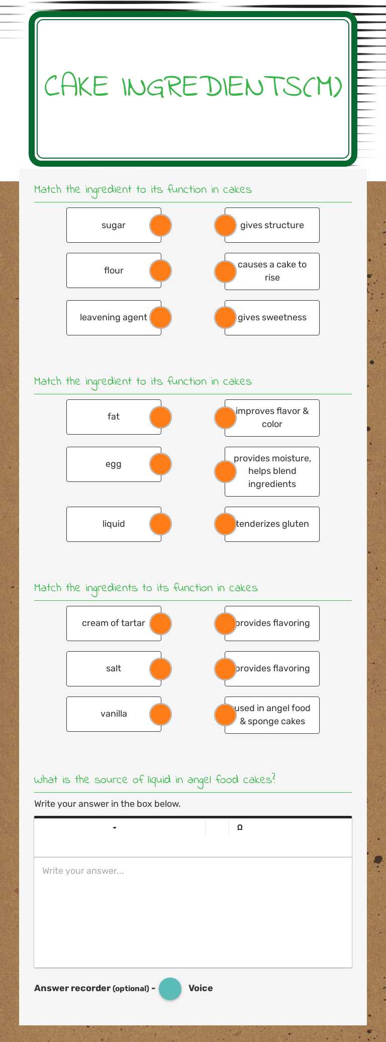 Cake Ingredients(m) worksheet preview image