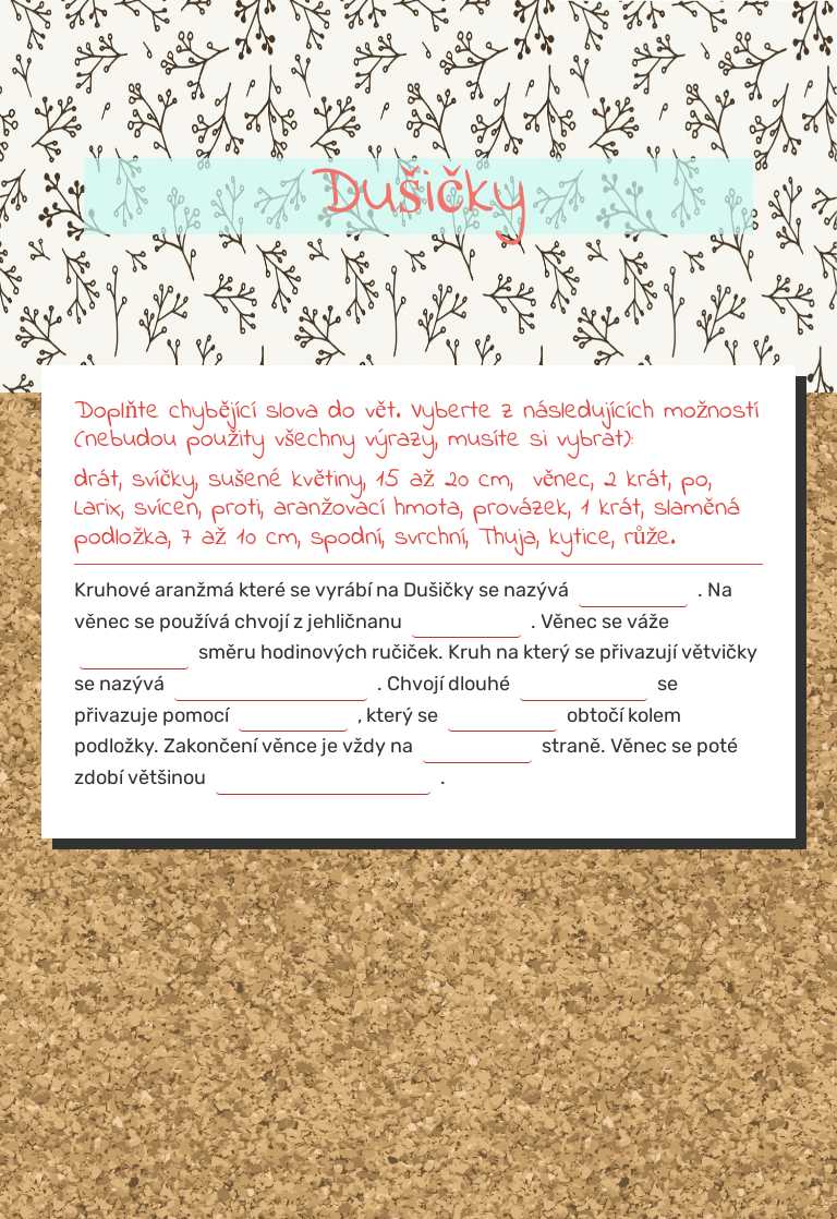 Dušičky worksheet preview image