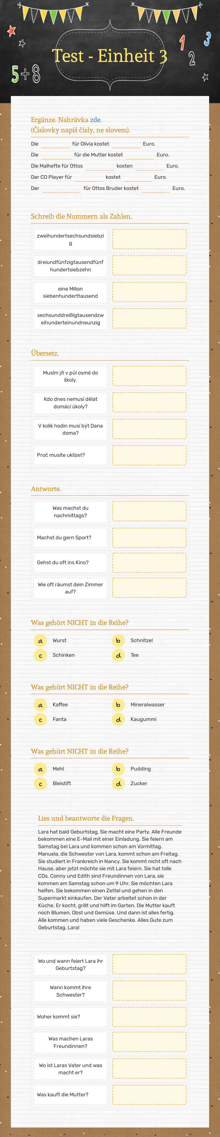 Test - Einheit 3 worksheet preview image
