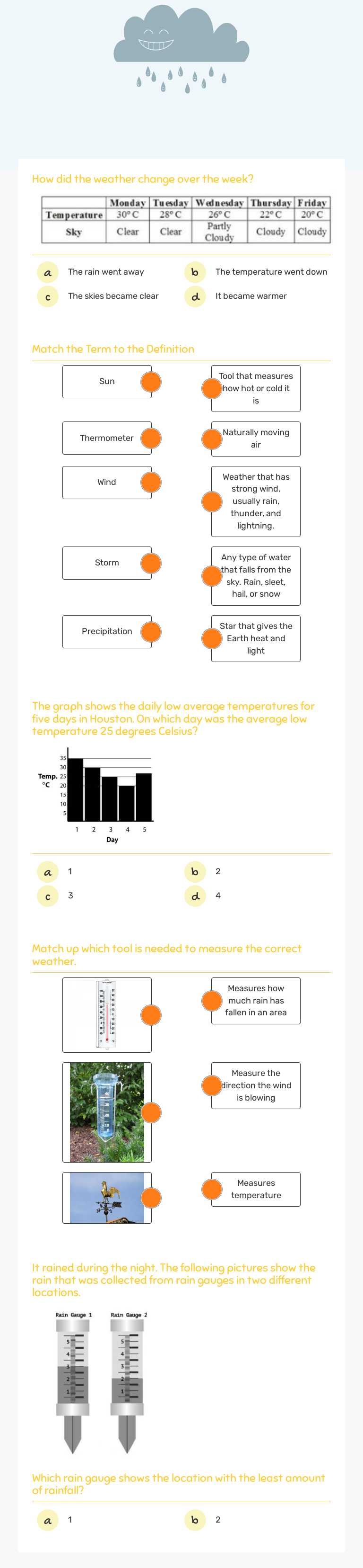 Weather Quiz Grade 2 worksheet preview