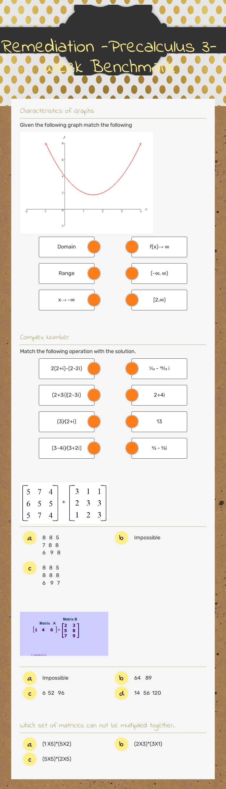 Remediation -Precalculus 3-Week Benchmark worksheet preview image