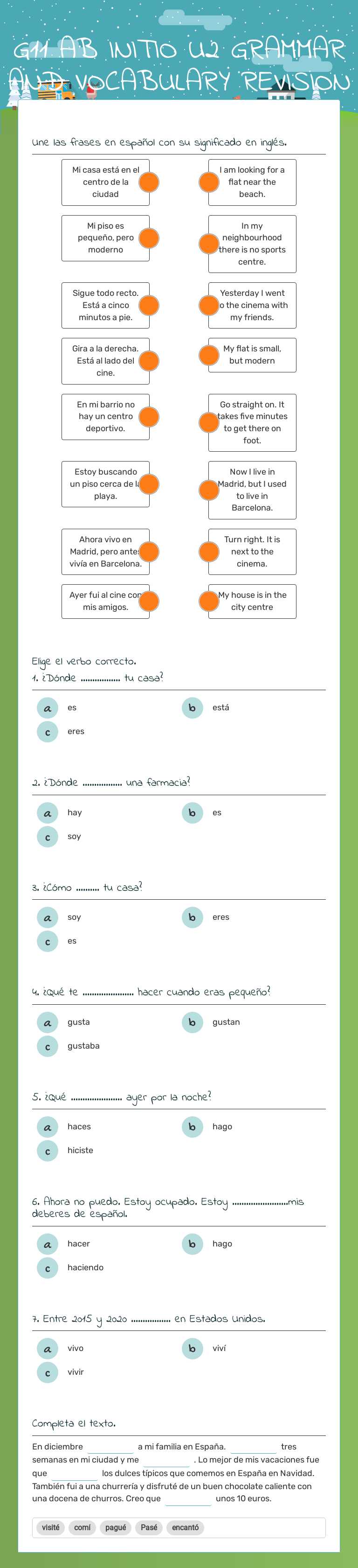 G11 AB INITIO U2 GRAMMAR AND VOCABULARY REVISION worksheet preview image
