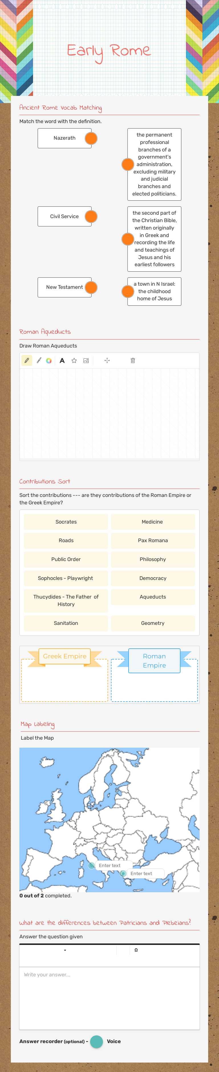 Early Rome Grade 10 worksheet preview