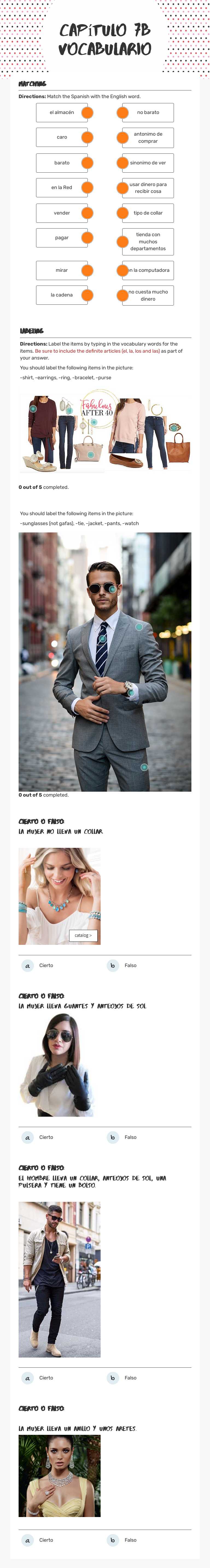 Capítulo 7B Vocabulario worksheet preview image