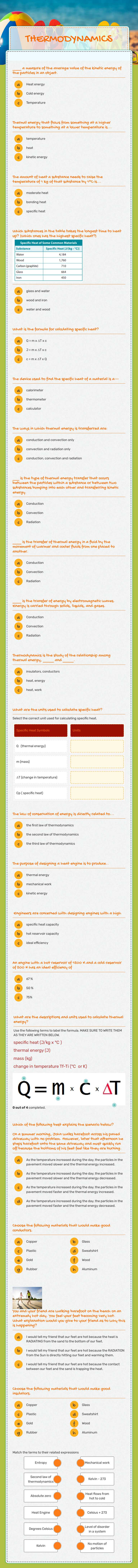 THERMODYNAMICS worksheet preview image
