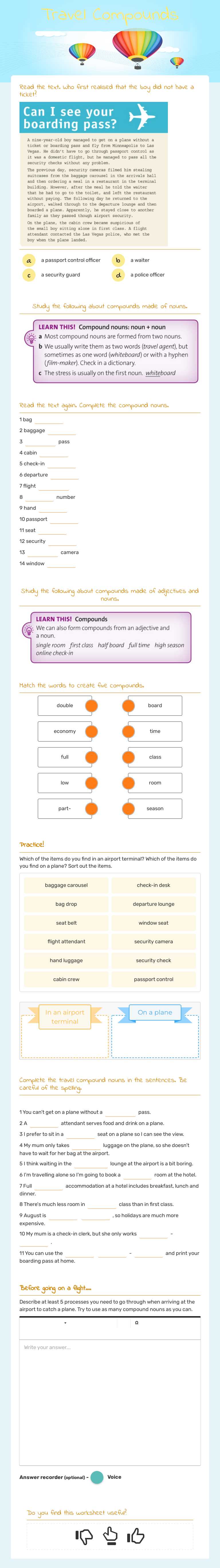 Travel Compounds worksheet preview image