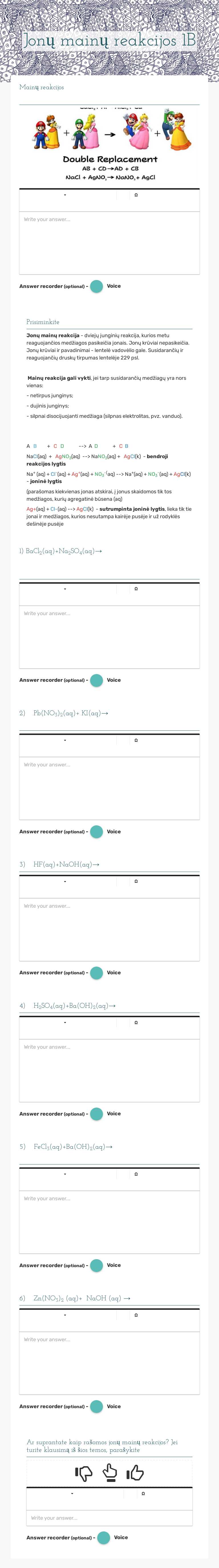 Jonų mainų reakcijos 1B worksheet preview image