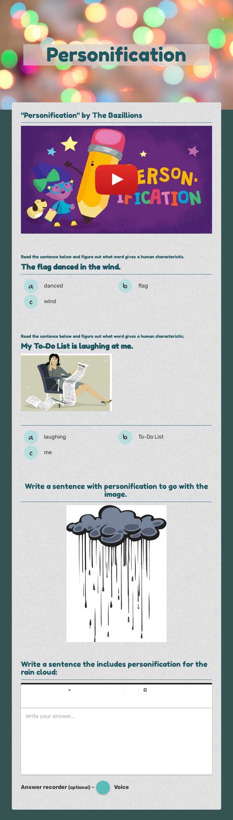 Personification worksheet preview image