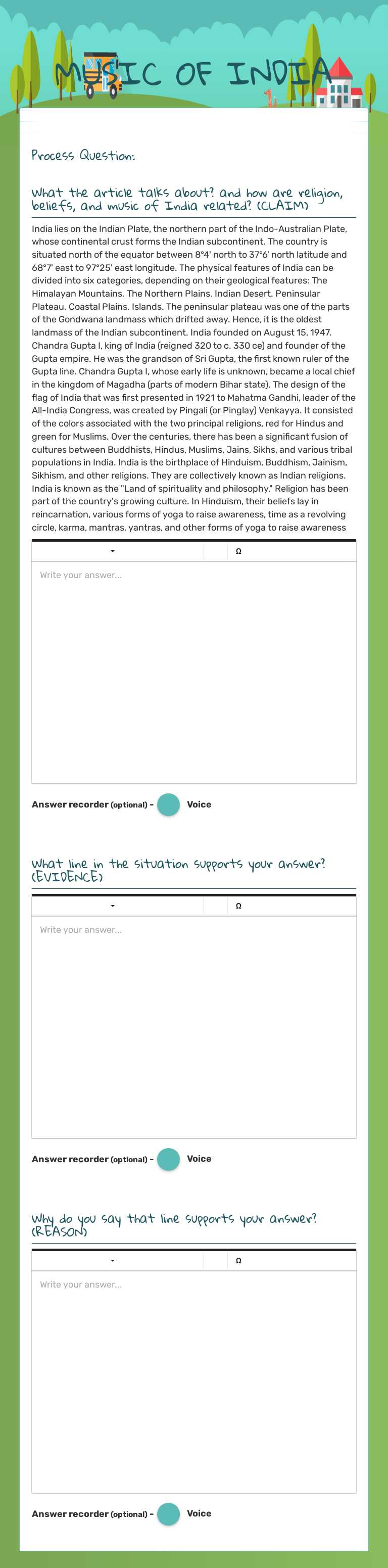 MUSIC OF INDIA worksheet preview image