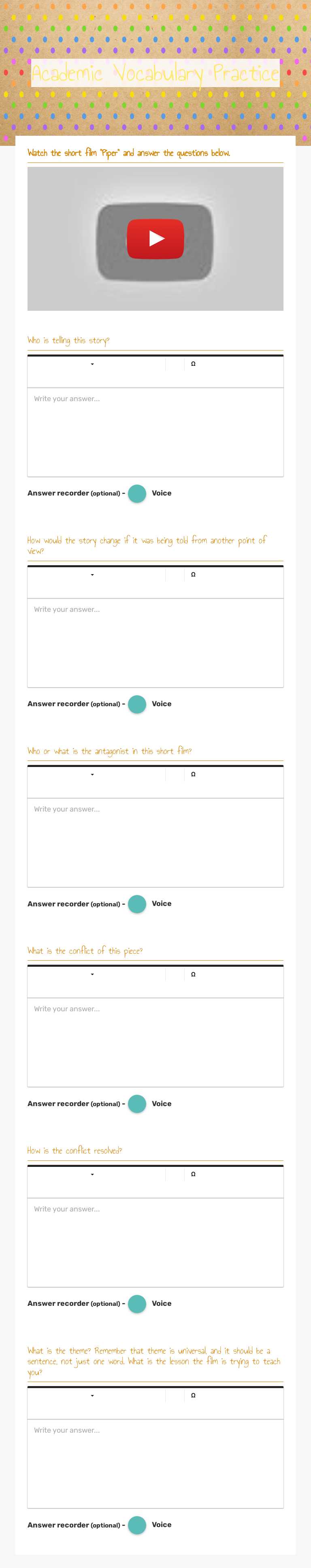 Academic Vocabulary Practice Grade 8 worksheet preview