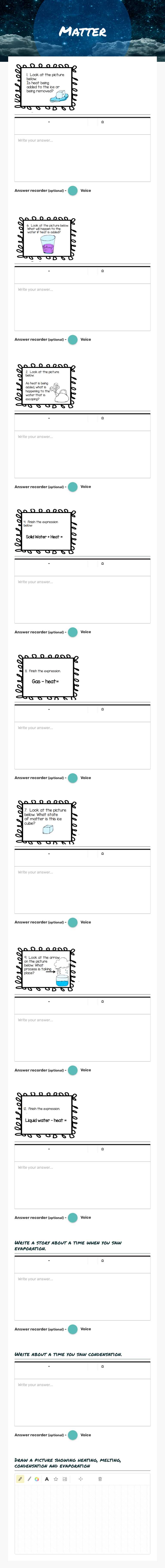 Matter worksheet preview image