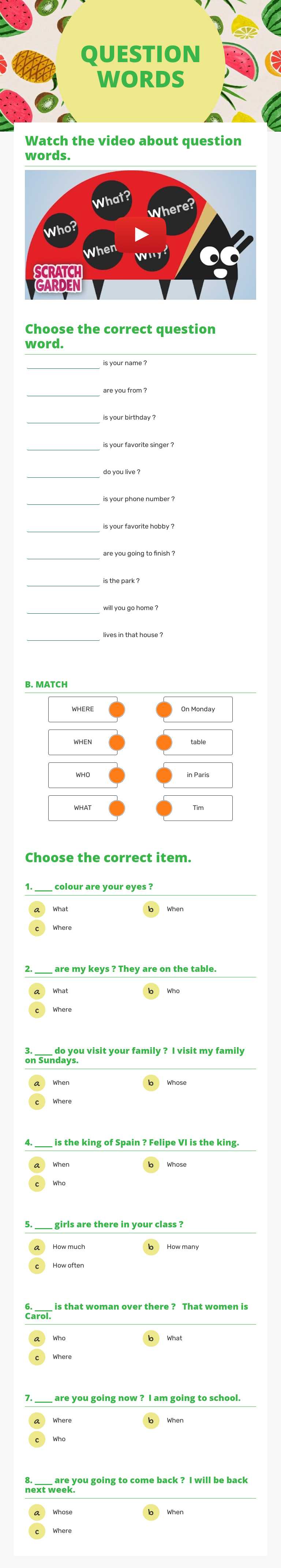 QUESTION
WORDS worksheet preview image