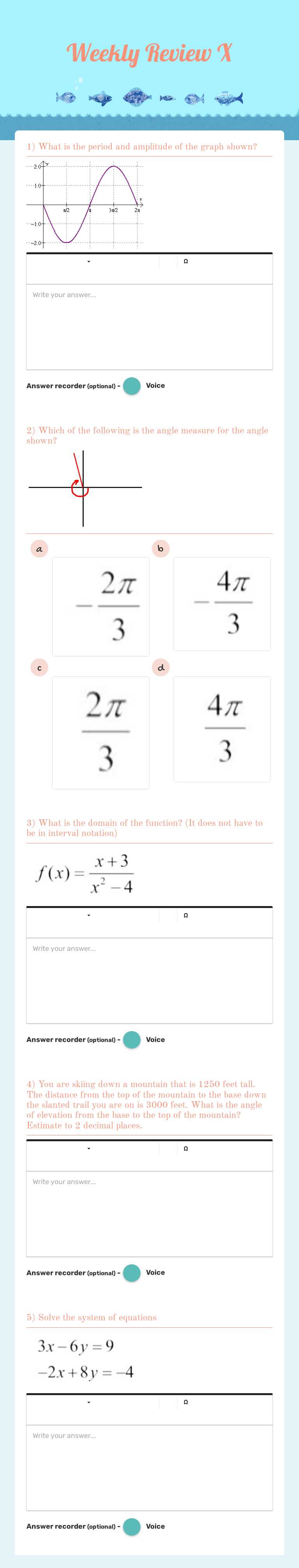Weekly Review X Grade 10 worksheet preview
