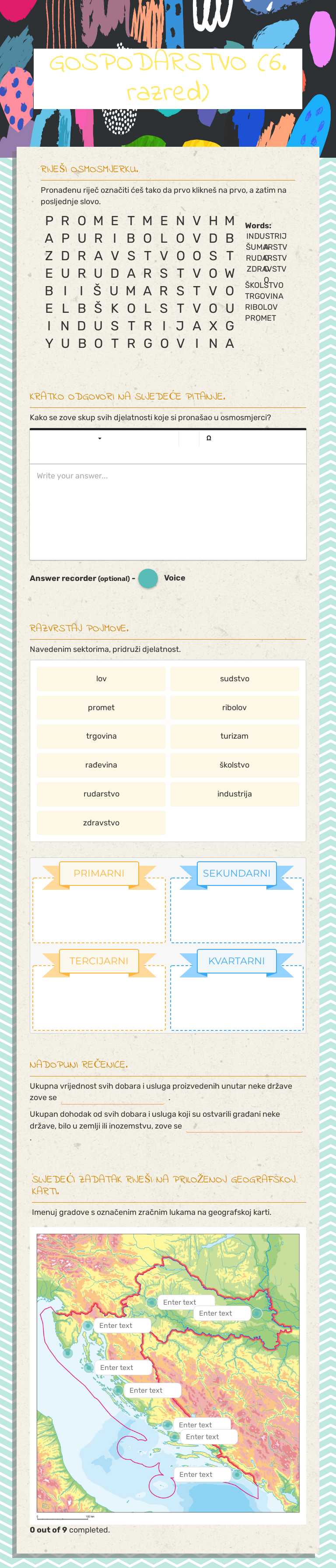 GOSPODARSTVO           (6. razred) Grade 6 worksheet preview