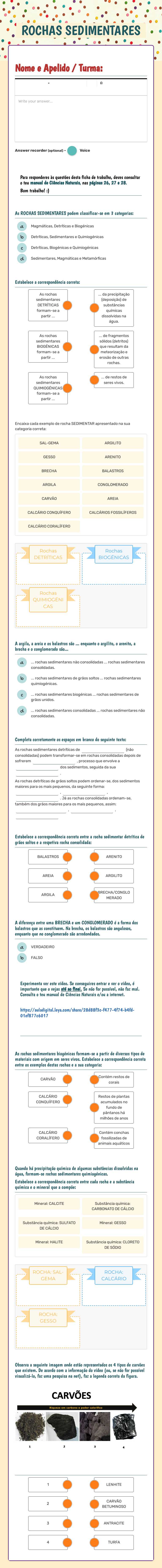 ROCHAS SEDIMENTARES worksheet preview image