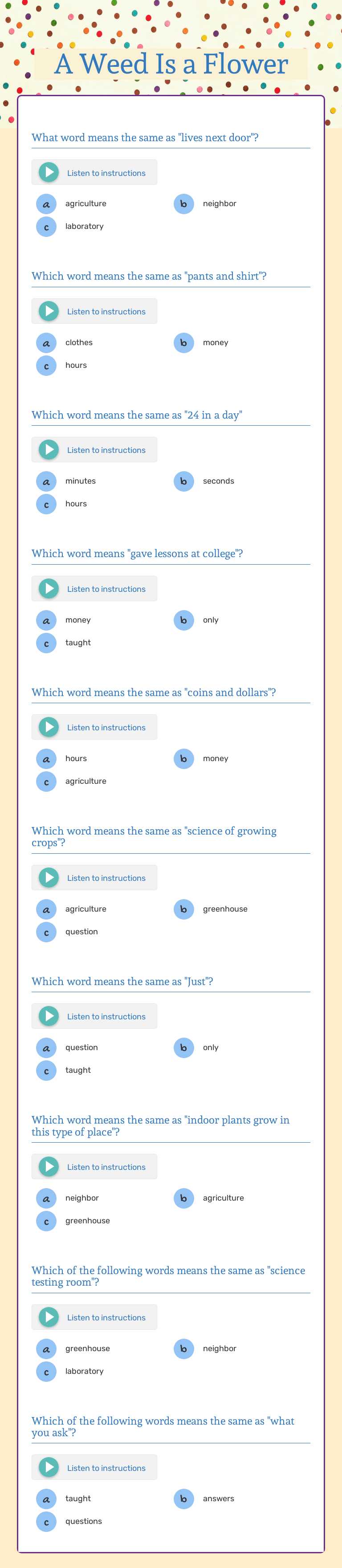 A Weed Is a Flower worksheet preview image
