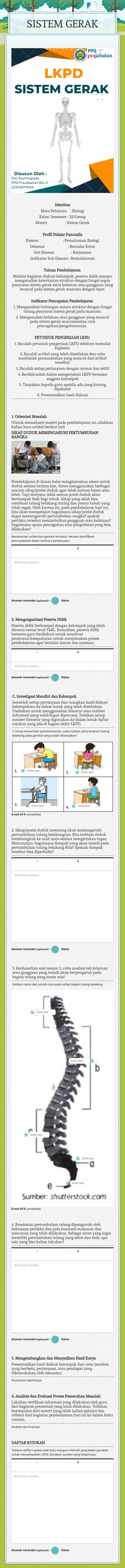 SISTEM GERAK worksheet preview image