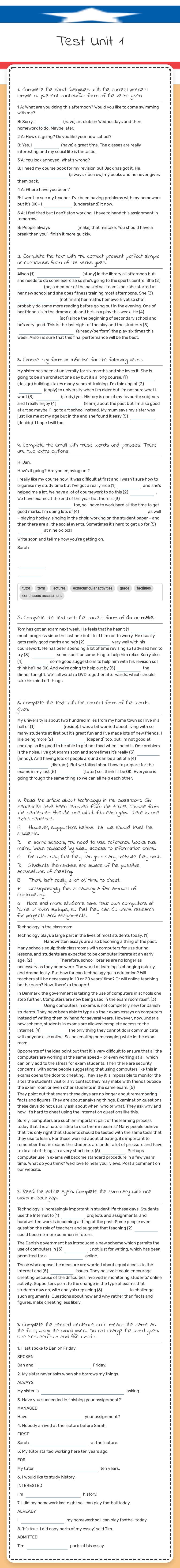 Test Unit 1 worksheet preview