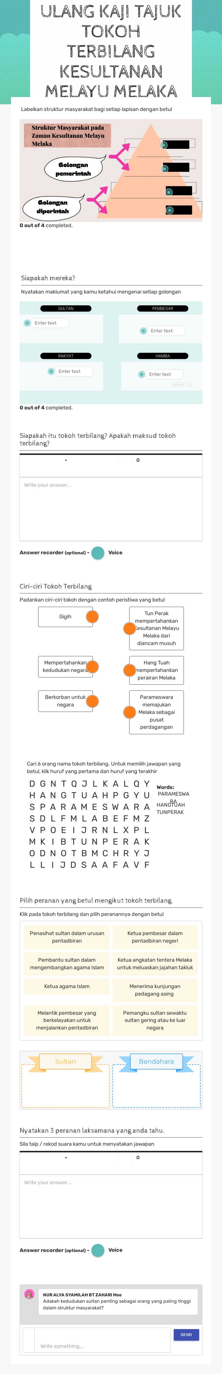 ULANG KAJI TAJUK TOKOH TERBILANG KESULTANAN MELAYU MELAKA worksheet preview image