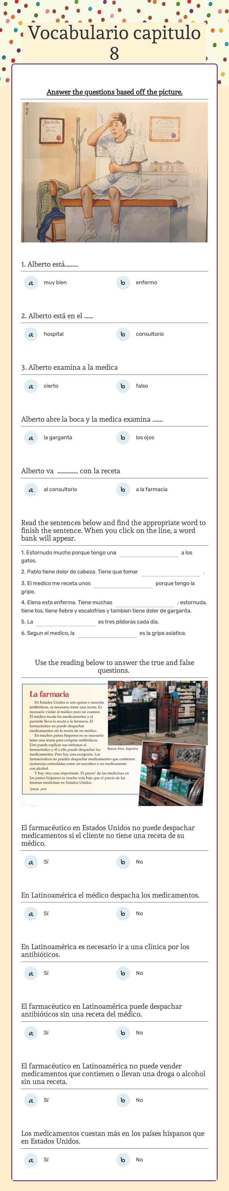 Vocabulario capitulo 8 worksheet preview image
