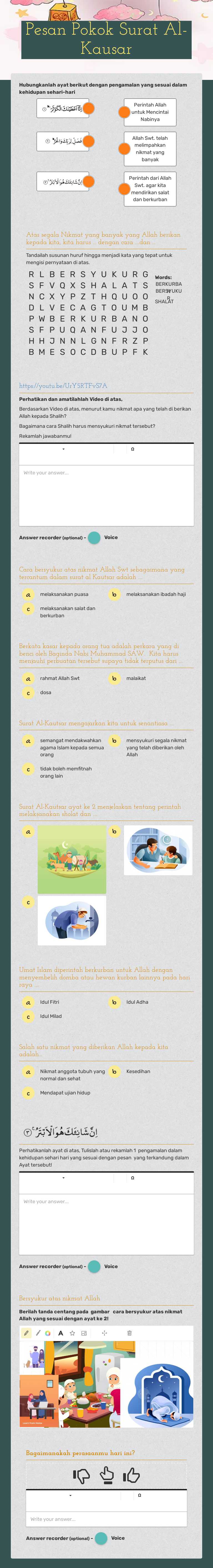 Pesan Pokok Surat Al-Kausar worksheet preview image