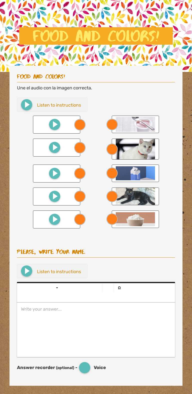 FOOD AND COLORS! worksheet preview image