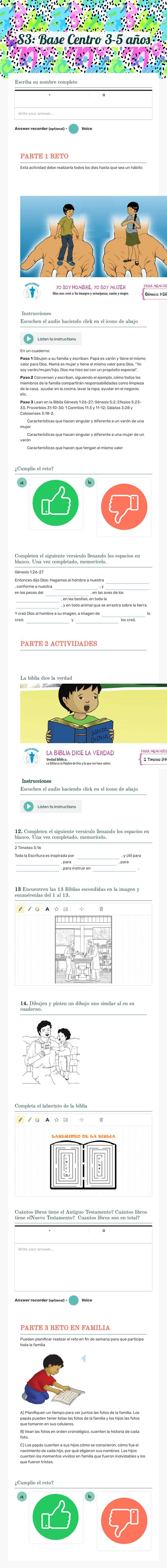 S3: Base Centro 3-5 años worksheet preview image
