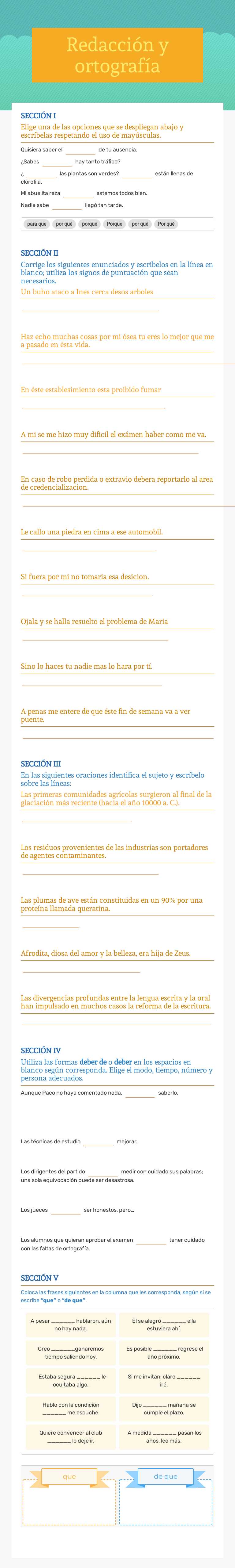 Redacción y ortografía Other worksheet preview