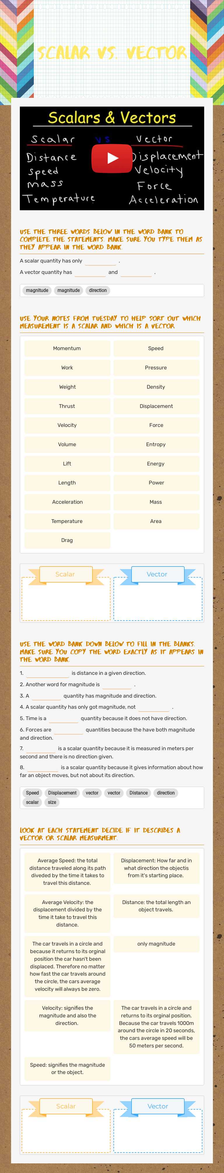 Scalar vs. Vector worksheet preview image