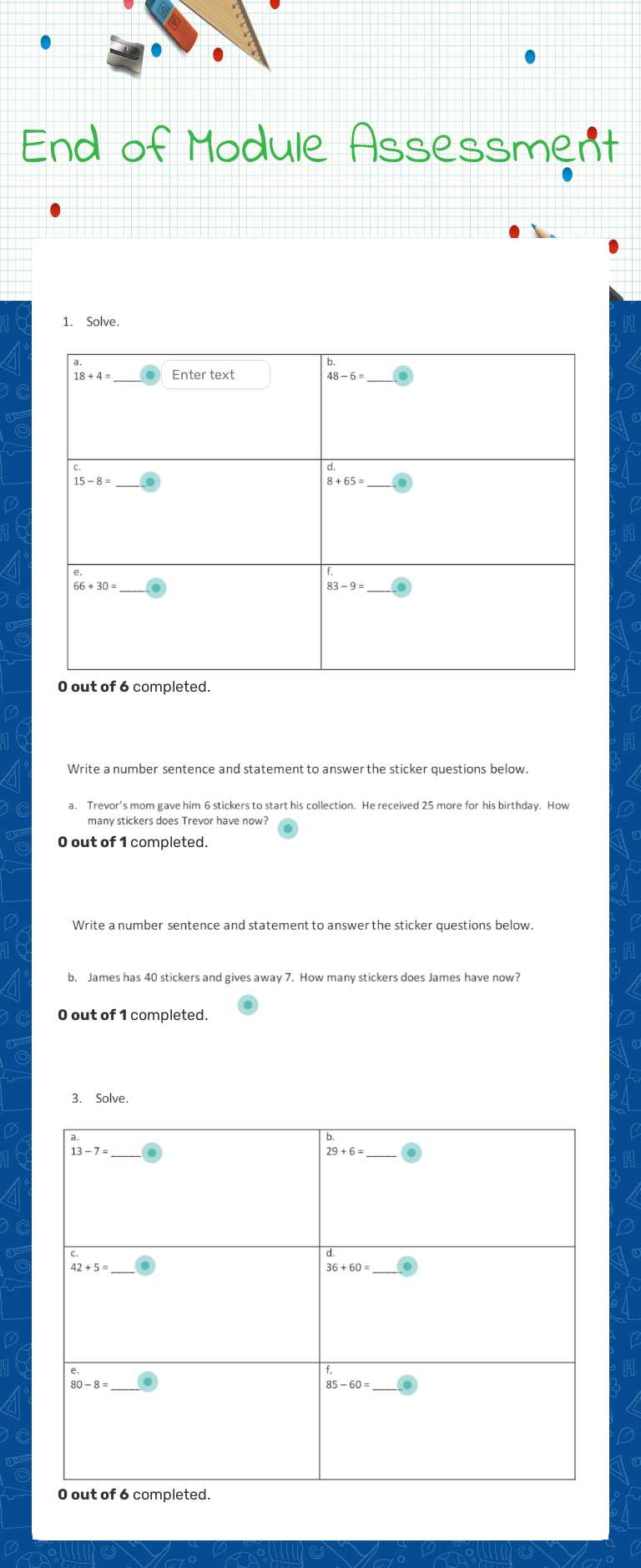End of Module Assessment worksheet preview
