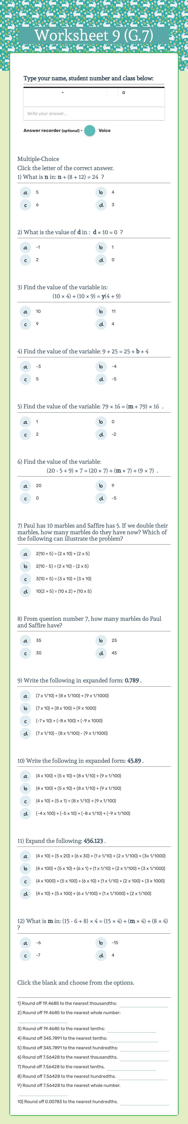 Worksheet 9
(G.7) worksheet preview image