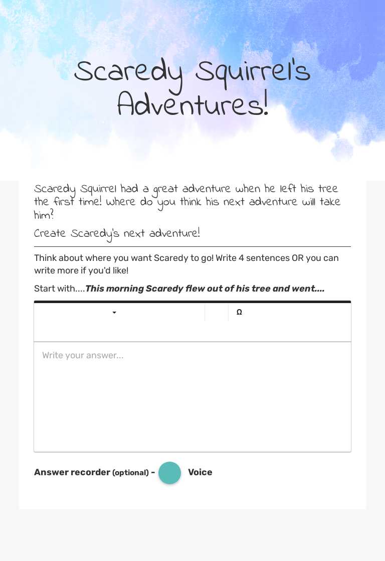 Scaredy Squirrel's Adventures! Grade 3 worksheet preview