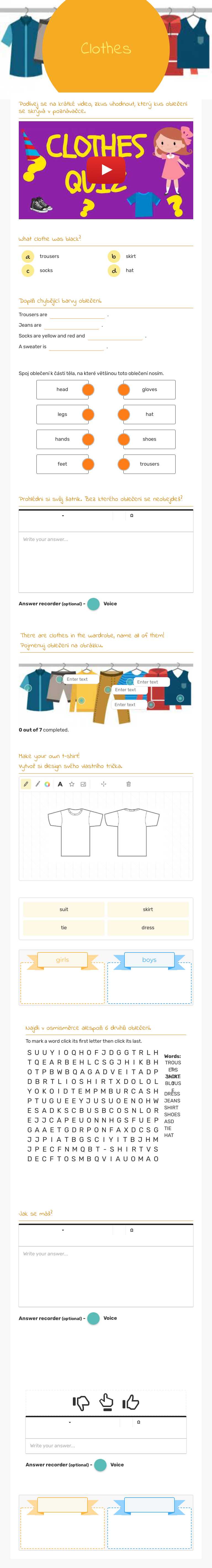 Clothes worksheet preview image