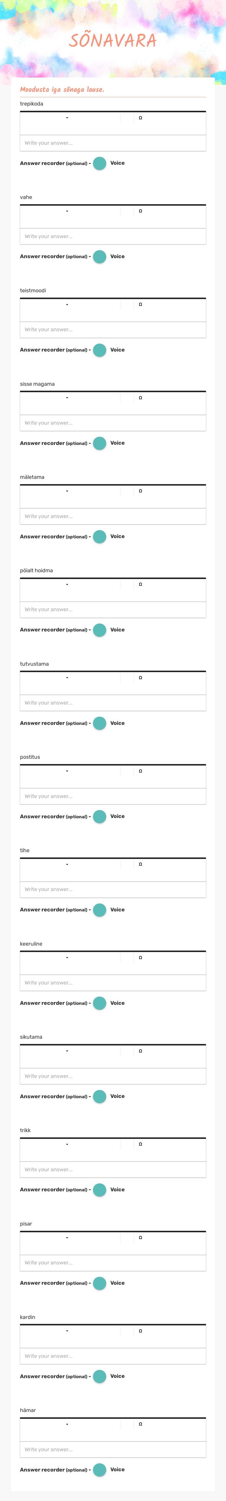 SÕNAVARA worksheet preview