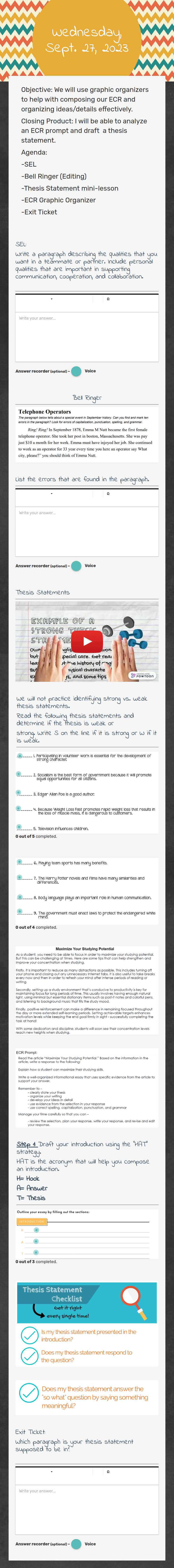 Wednesday, Sept. 27, 2023 worksheet preview image