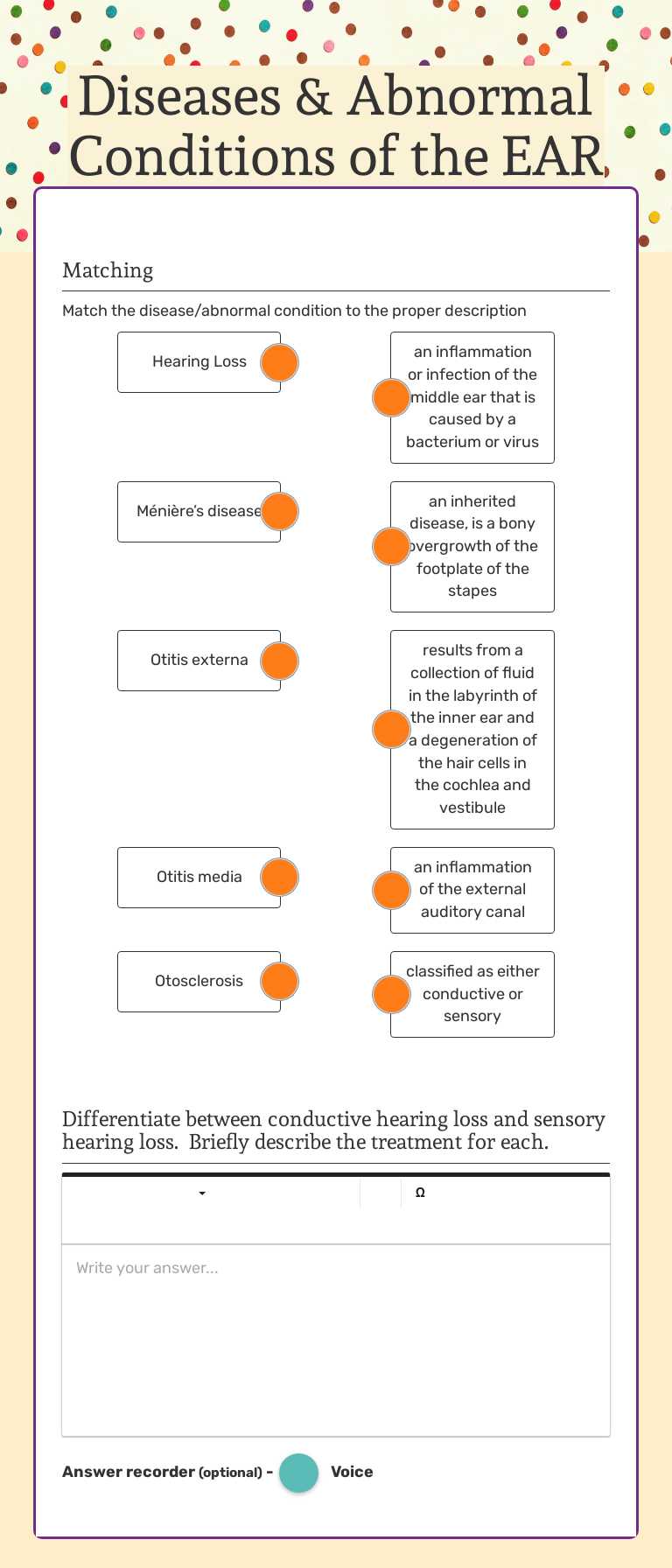 Diseases & Abnormal Conditions of the EAR worksheet preview image