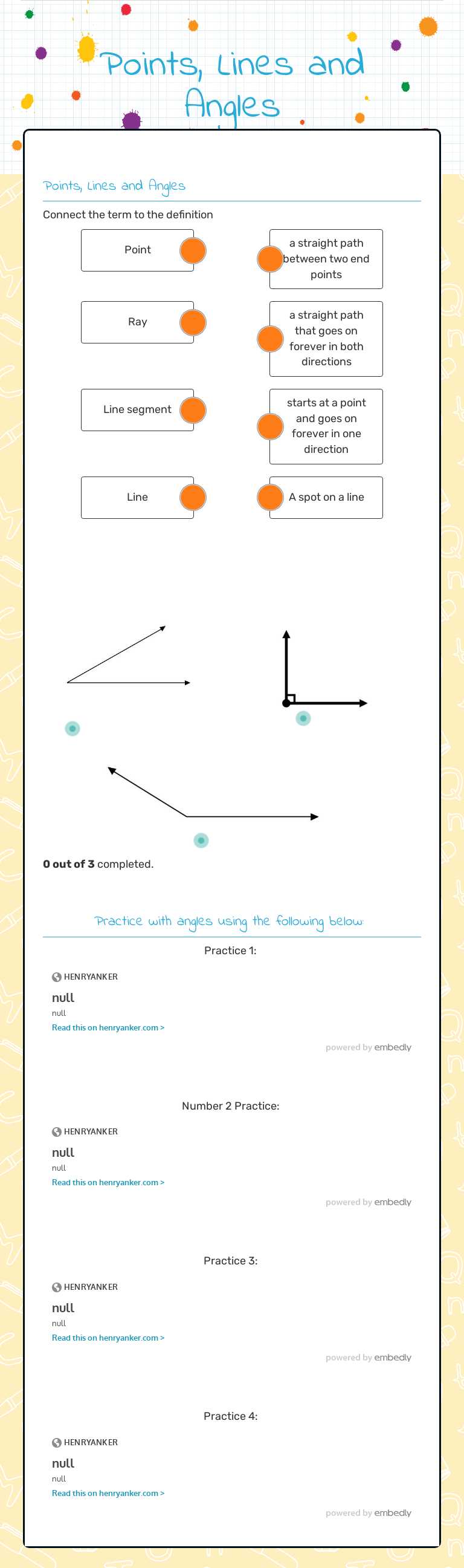Points, Lines and Angles worksheet preview image