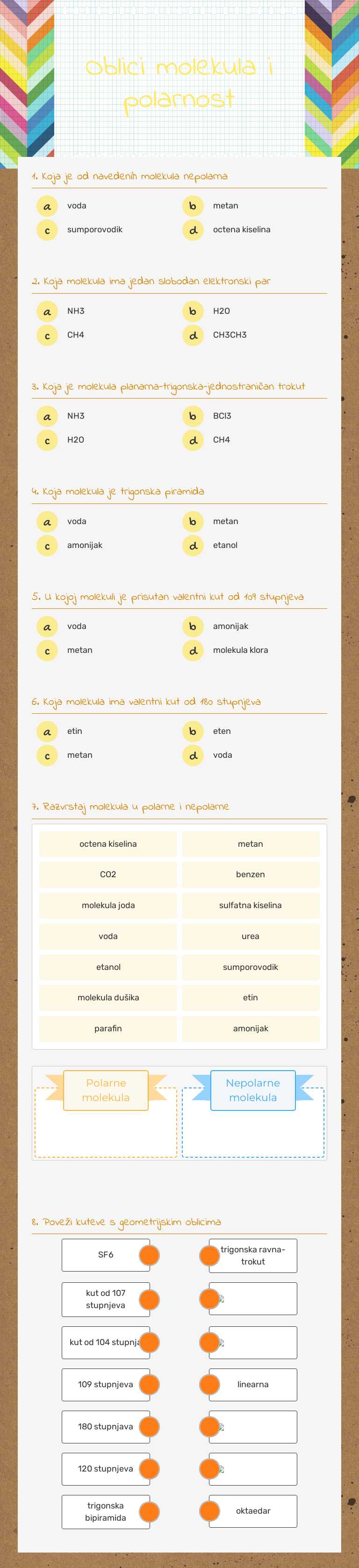 Oblici molekula i polarnost worksheet preview image