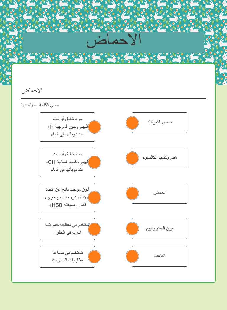 الاحماض Grade 12 worksheet preview