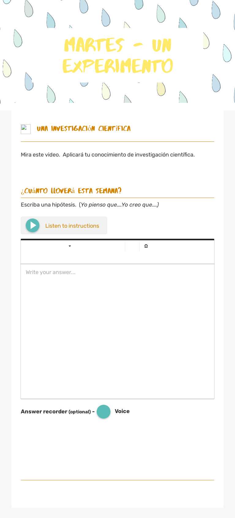 Martes - Un Experimento worksheet preview image