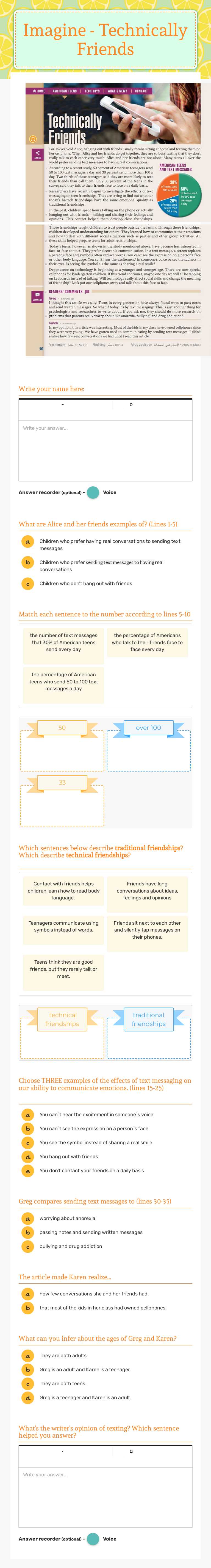 Imagine - Technically Friends Grade 9 worksheet preview