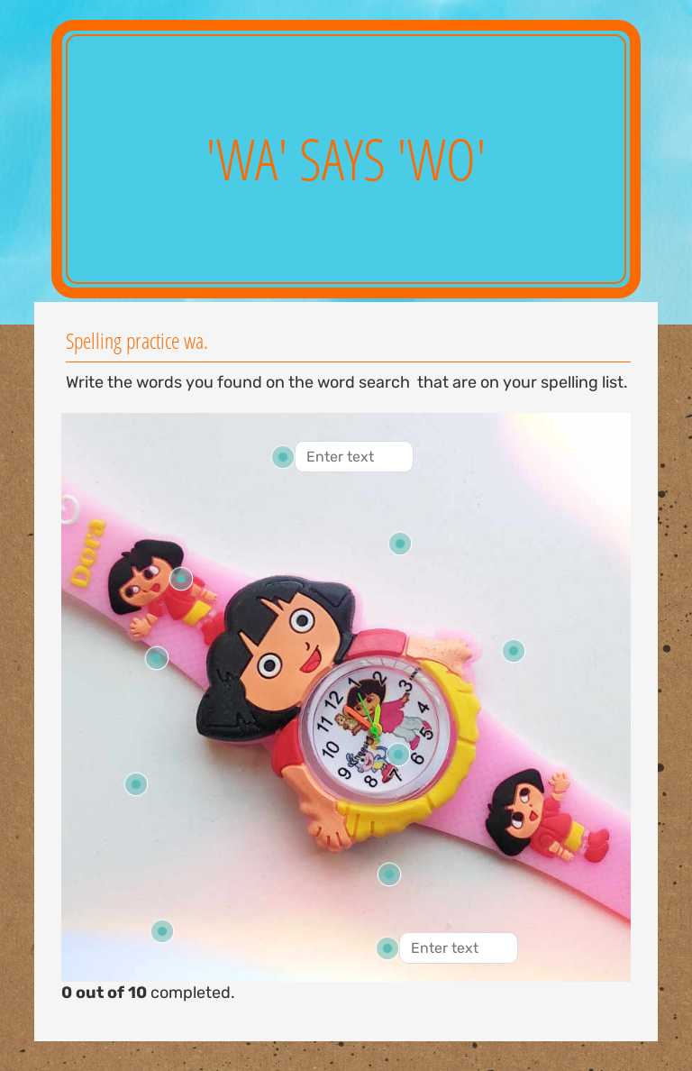 'wa' says 'wo' worksheet preview image